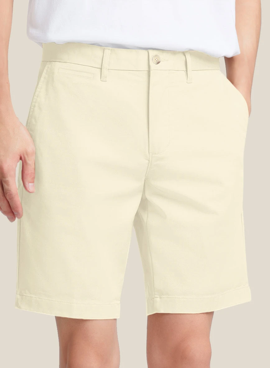 Italian Ivory Cotton Stretch Shorts 3 Italian Ivory Cotton Stretch Shorts - Image 3
