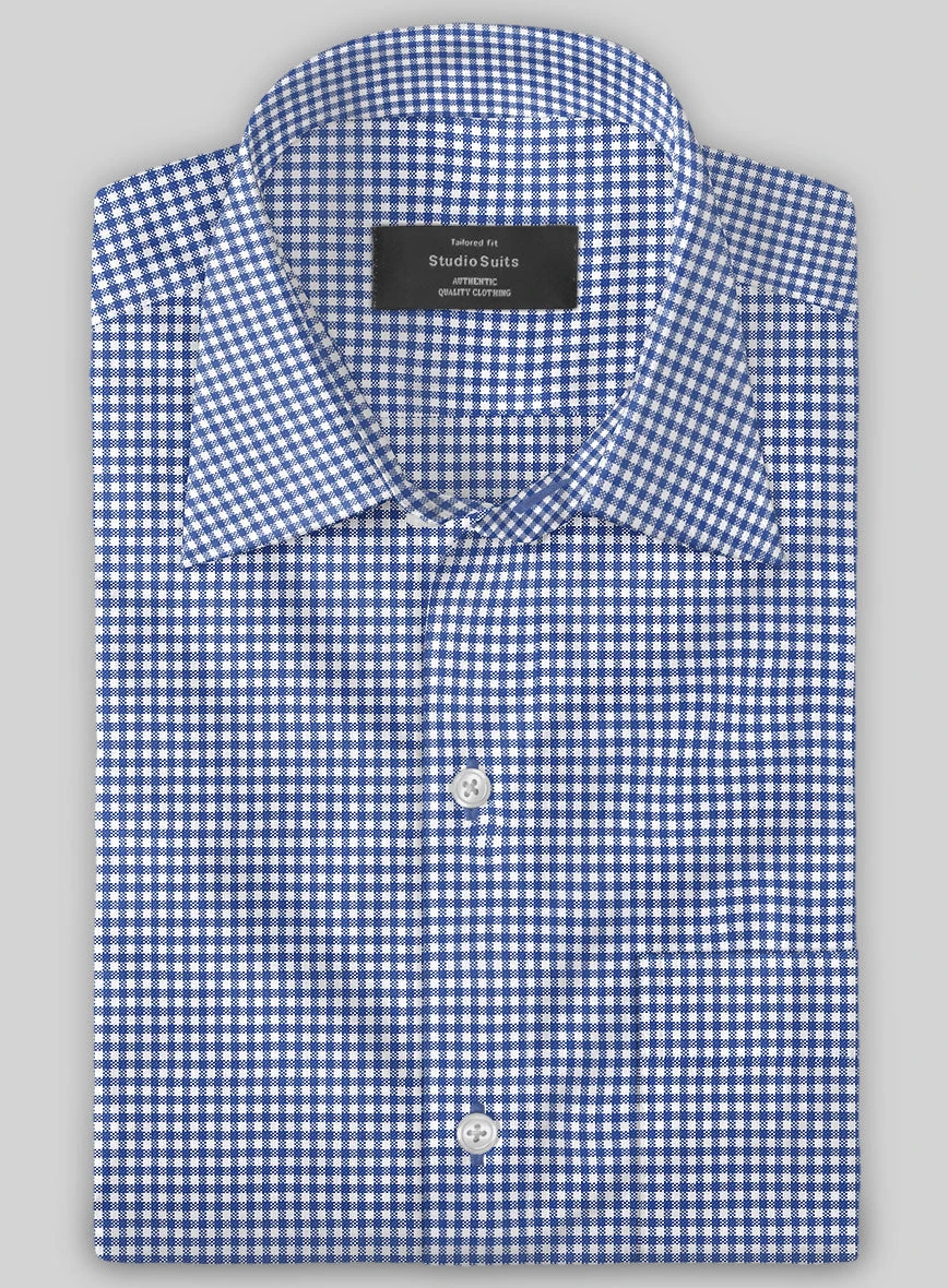 Italian Lombardo Azure Blue Checks Shirt 1 Italian Lombardo Azure Blue Checks Shirt