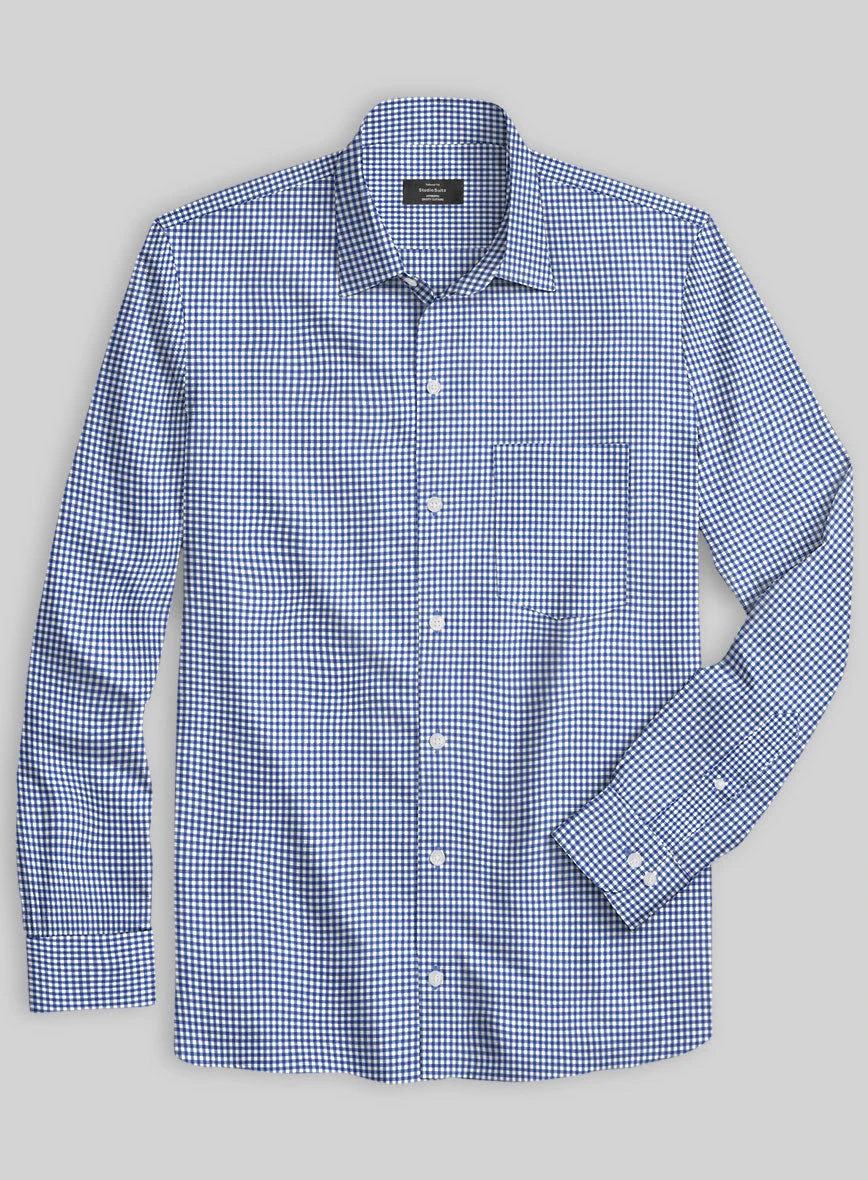 Italian Lombardo Azure Blue Checks Shirt 2 Italian Lombardo Azure Blue Checks Shirt - Image 2