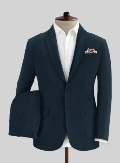 Italian Marine Blue Cotton Stretch Suit
