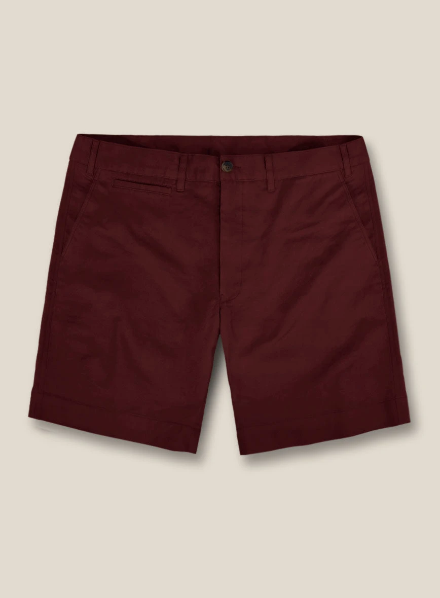 Italian Maroon Cotton Stretch Shorts 1 Italian Maroon Cotton Stretch Shorts