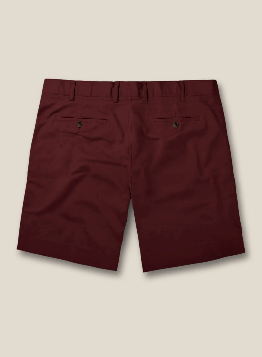 Italian Maroon Cotton Stretch Shorts 2 Italian Maroon Cotton Stretch Shorts - Image 2