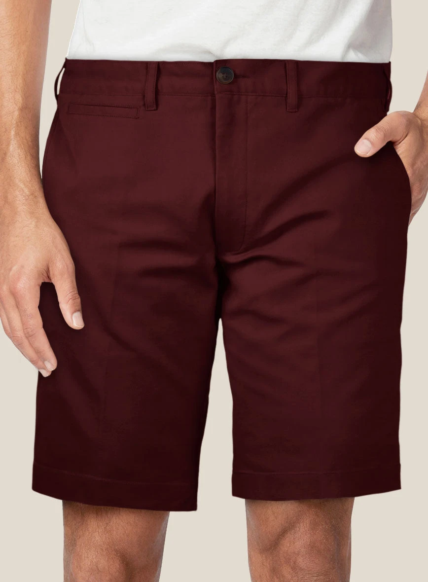 Italian Maroon Cotton Stretch Shorts 3 Italian Maroon Cotton Stretch Shorts - Image 3