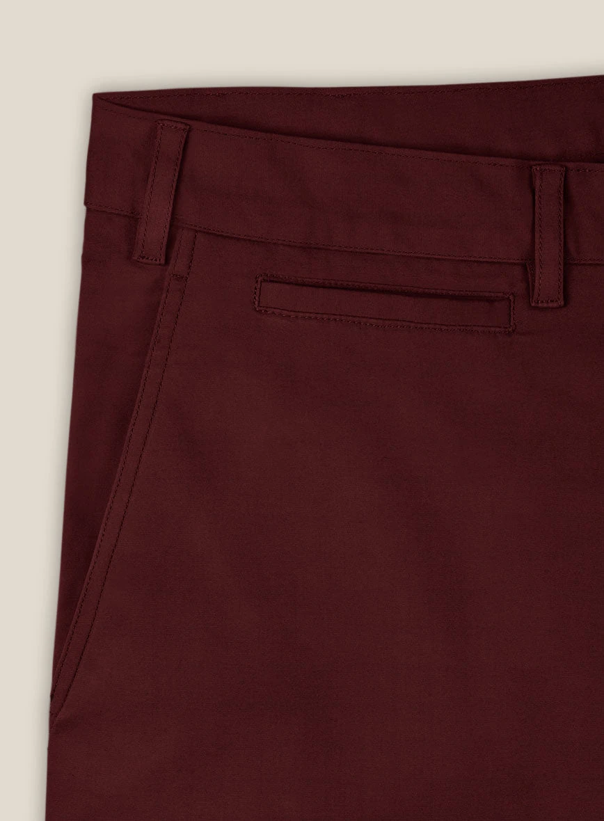 Italian Maroon Cotton Stretch Shorts 5 Italian Maroon Cotton Stretch Shorts - Image 5