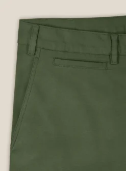 Italian Military Green Cotton Stretch Shorts -Studiosuits Shop italianmilitarygreencottonstretchshortslk 3
