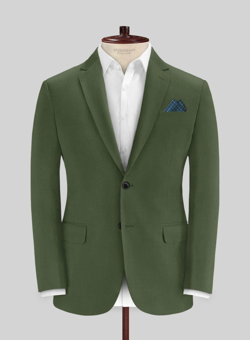 Italian Military Green Cotton Stretch Suit 3 Italian Military Green Cotton Stretch Suit - Image 3
