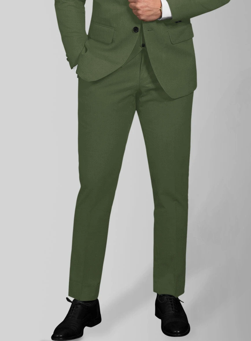 Italian Military Green Cotton Stretch Suit 4 Italian Military Green Cotton Stretch Suit - Image 4