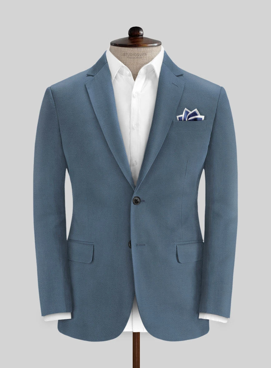 Italian Petrol Blue Cotton Stretch Jacket 1 Italian Petrol Blue Cotton Stretch Jacket
