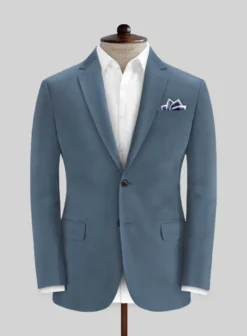 Italian Petrol Blue Cotton Stretch Suit -Studiosuits Shop italianpetrolbluecottonsuitlook 2