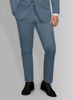 Italian Petrol Blue Cotton Stretch Suit -Studiosuits Shop italianpetrolbluecottonsuitlook 3