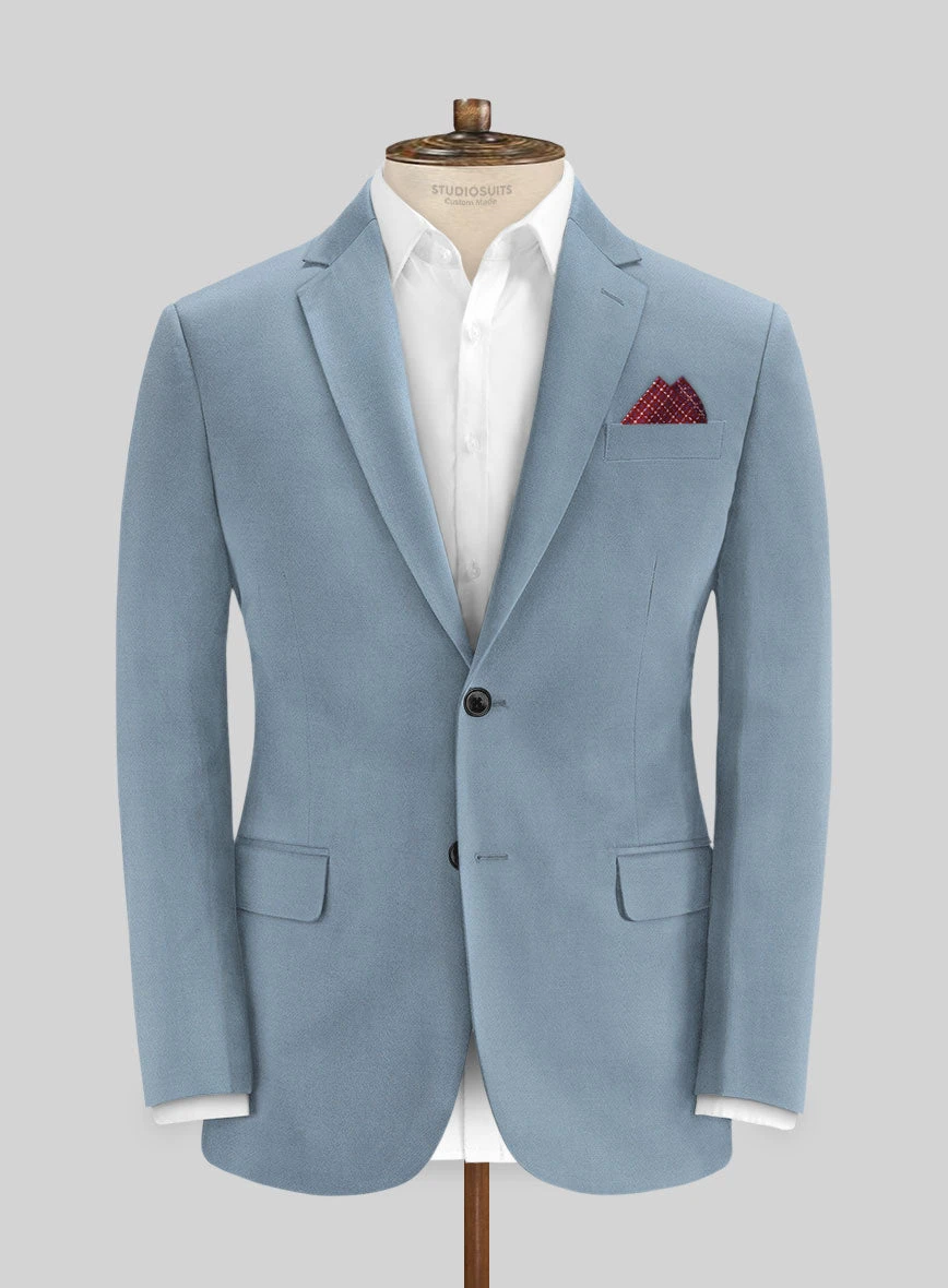 Italian Powder Blue Cotton Stretch Jacket 1 Italian Powder Blue Cotton Stretch Jacket