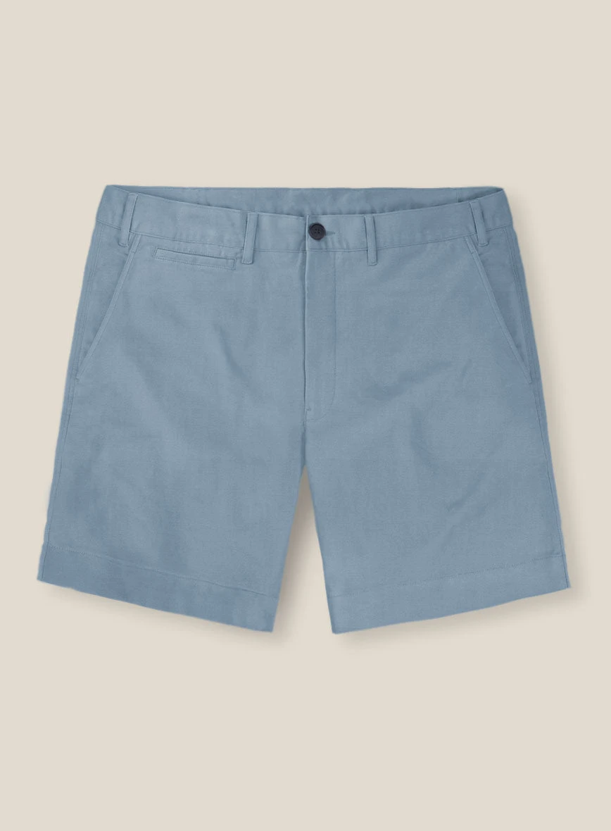 Italian Powder Blue Cotton Stretch Shorts 1 Italian Powder Blue Cotton Stretch Shorts