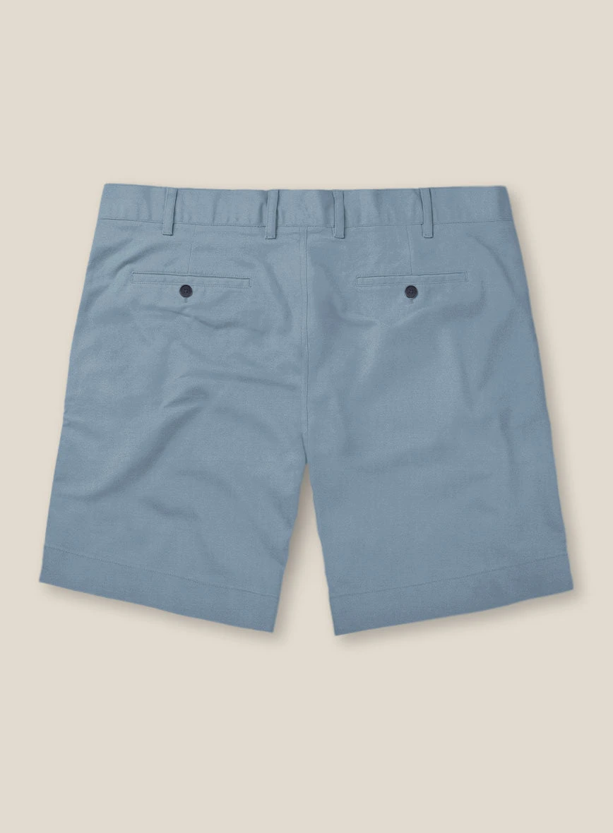 Italian Powder Blue Cotton Stretch Shorts 2 Italian Powder Blue Cotton Stretch Shorts - Image 2