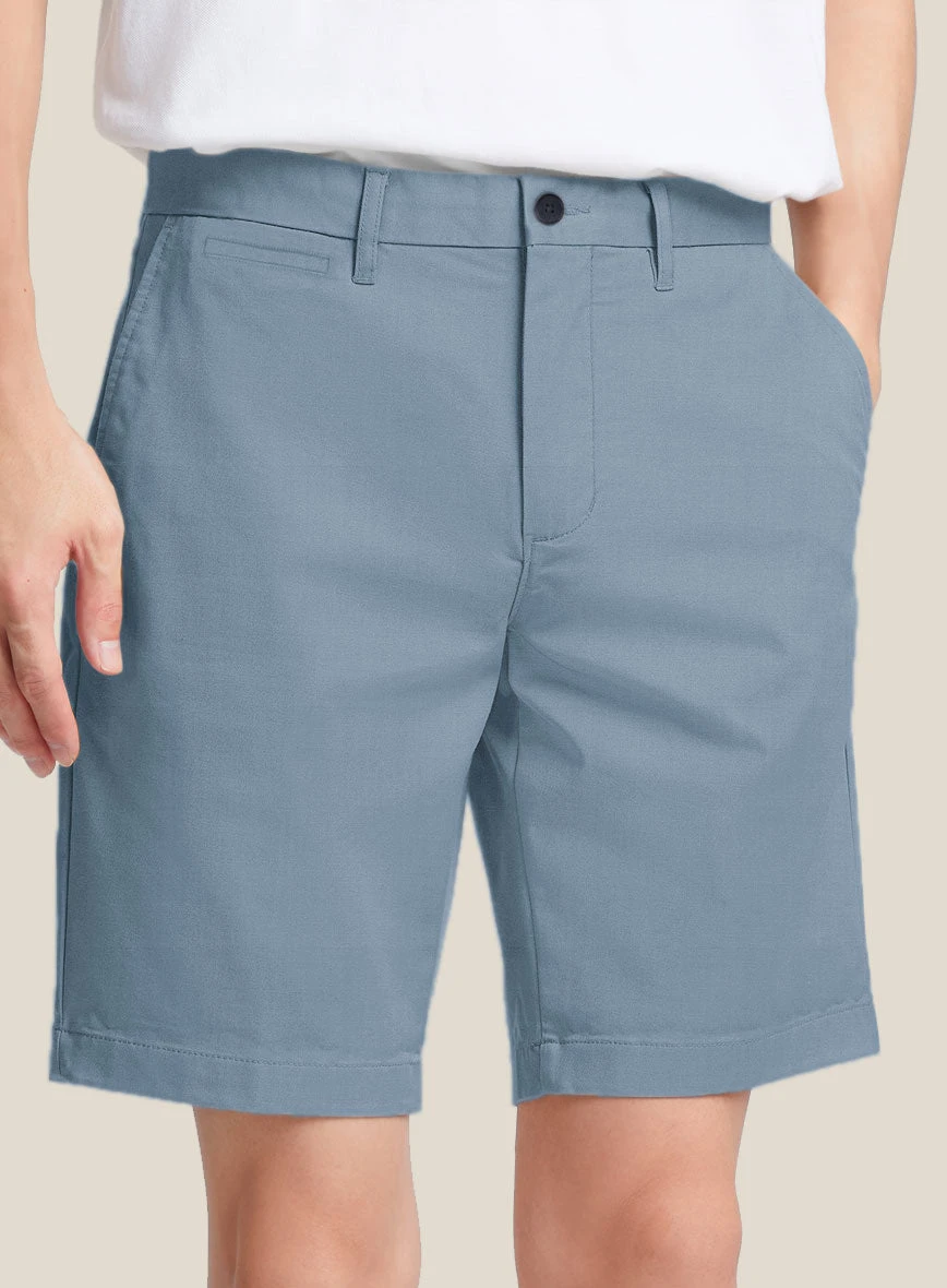 Italian Powder Blue Cotton Stretch Shorts 3 Italian Powder Blue Cotton Stretch Shorts - Image 3