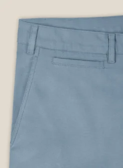 Italian Powder Blue Cotton Stretch Shorts 9 Italian Powder Blue Cotton Stretch Shorts -Studiosuits Shop italianpowderbluecottonstretchshortslook 3