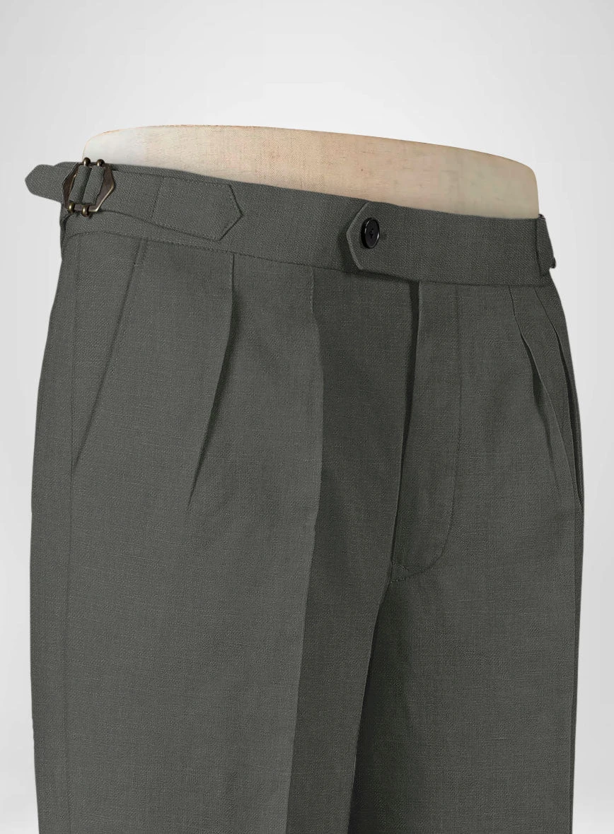Italian Prato Gray Linen Highland Trousers 3 Italian Prato Gray Linen Highland Trousers - Image 3