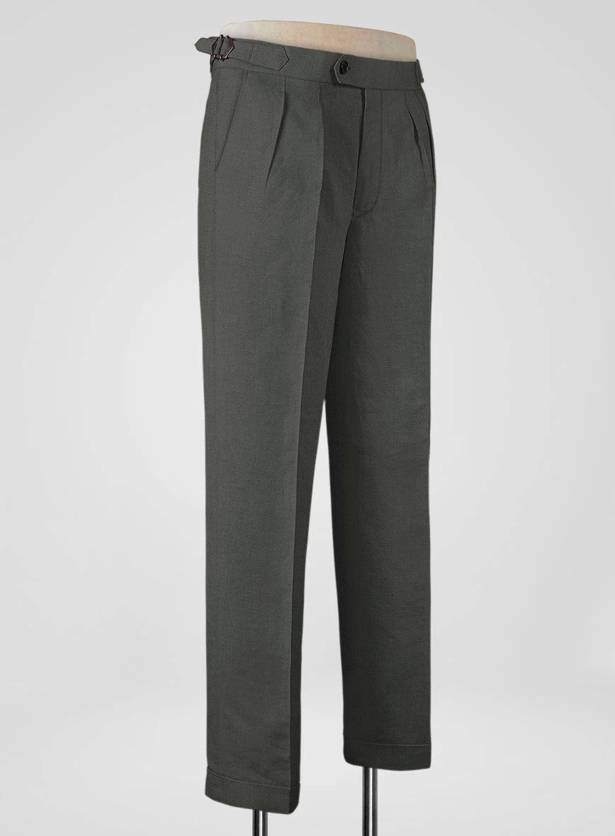 Italian Prato Gray Linen Highland Trousers 4 Italian Prato Gray Linen Highland Trousers - Image 4