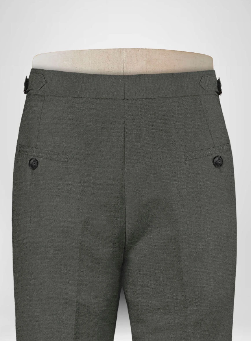 Italian Prato Gray Linen Highland Trousers 5 Italian Prato Gray Linen Highland Trousers - Image 5