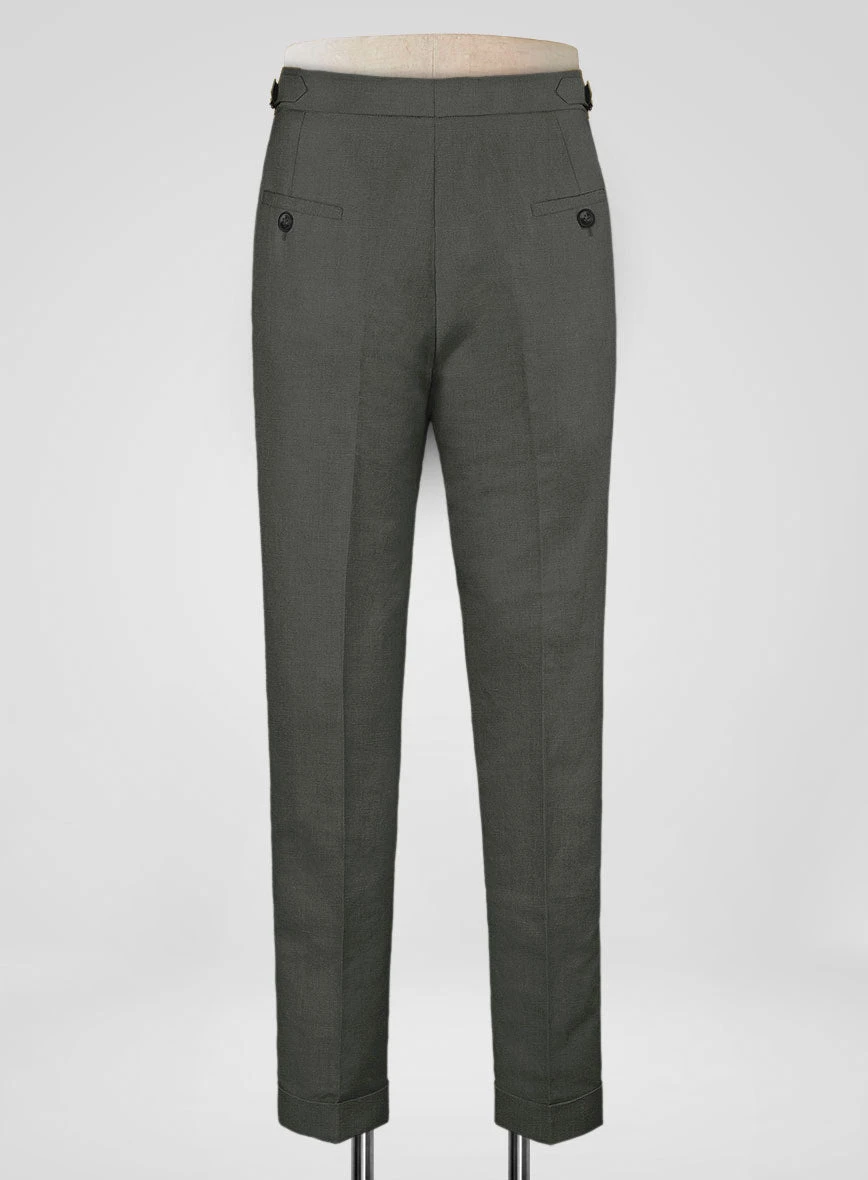 Italian Prato Gray Linen Highland Trousers 6 Italian Prato Gray Linen Highland Trousers - Image 6