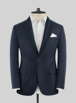 Italian Royal Blue Herringbone Flannel Jacket