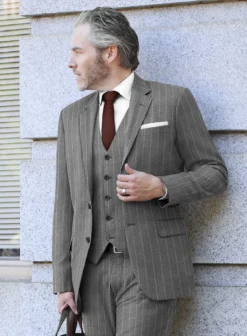 Italian Uben Gray Chalkstripe Flannel Suit -Studiosuits Shop italianubengraychalkstripeflannelsuitlook 3