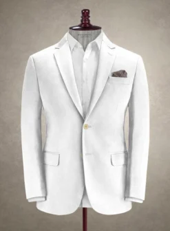 Italian White Cotton Stretch Suit -Studiosuits Shop italianwhitecottonstretchsuitlook 1