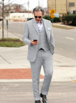 Italian Zod Light Gray Linen Suit -Studiosuits Shop italianzodltgraylinensuitlook 6