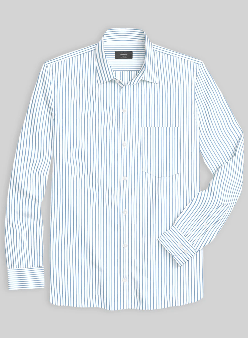 Italian Lombardo Banbury Blue Stripes Shirt 2 Italian Lombardo Banbury Blue Stripes Shirt - Image 2
