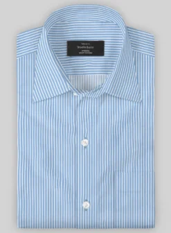 Italian Lombardo Ice Blue Stripes Shirt