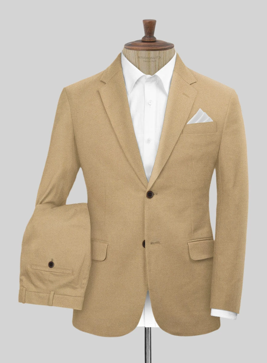 Khaki Feather Cotton Canvas Stretch Suit 1 Khaki Feather Cotton Canvas Stretch Suit