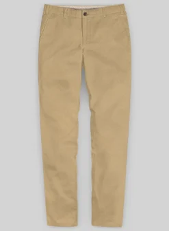 Washed Khaki Feather Cotton Canvas Stretch Chino Pants