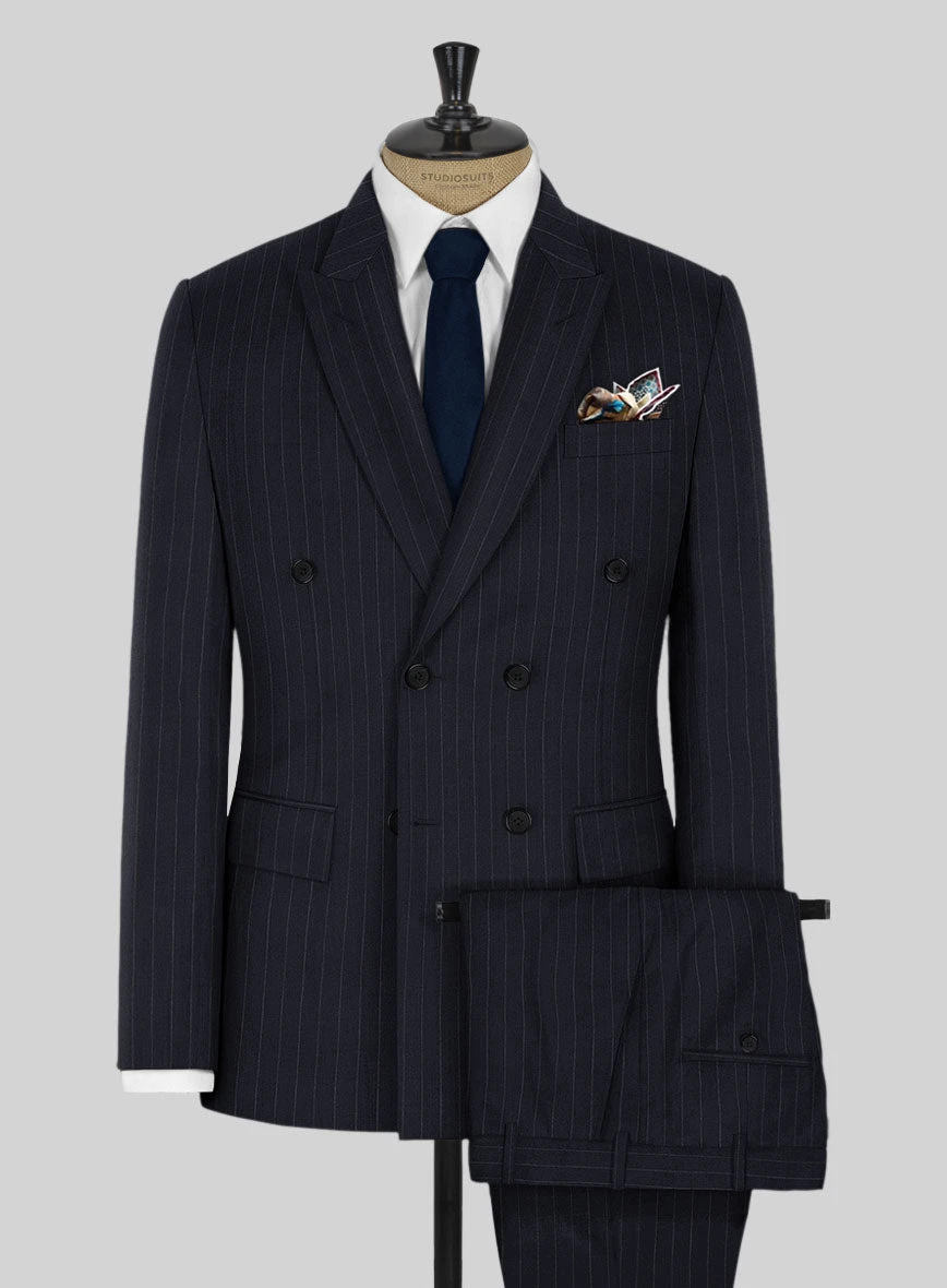 Kingsman Double Breasted Dark Blue Stripe Suit 1 Kingsman Double Breasted Dark Blue Stripe Suit