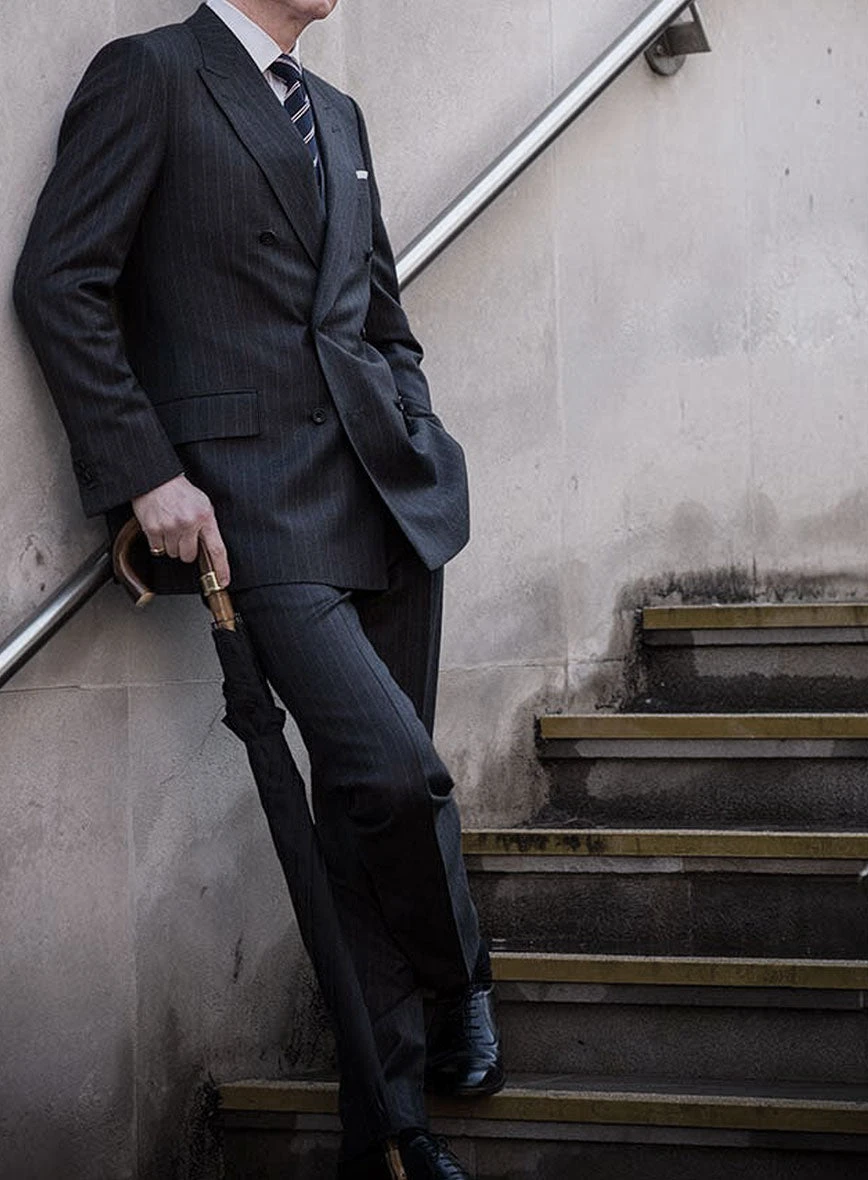 Kingsman Double Breasted Dark Blue Stripe Suit 3 Kingsman Double Breasted Dark Blue Stripe Suit - Image 3