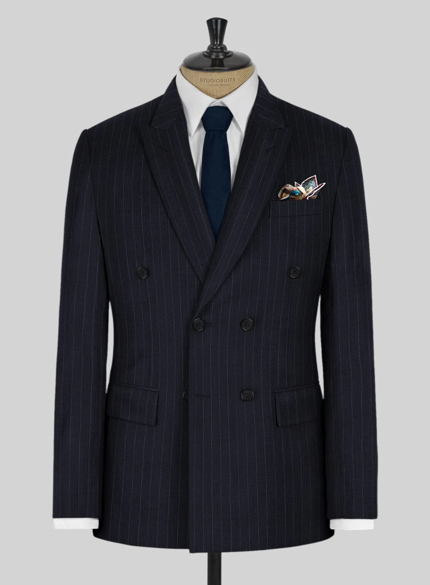 Kingsman Double Breasted Dark Blue Stripe Suit 4 Kingsman Double Breasted Dark Blue Stripe Suit - Image 4