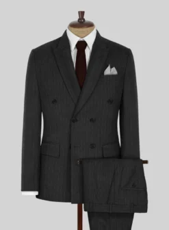 Kingsman Double Breasted Charcoal Stripe Suit