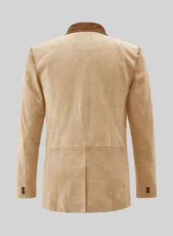Latte Beige Suede Hampton Leather Blazer -Studiosuits Shop lattebeigehamptonleatblazer 2