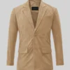 Latte Beige Suede Leather Blazer