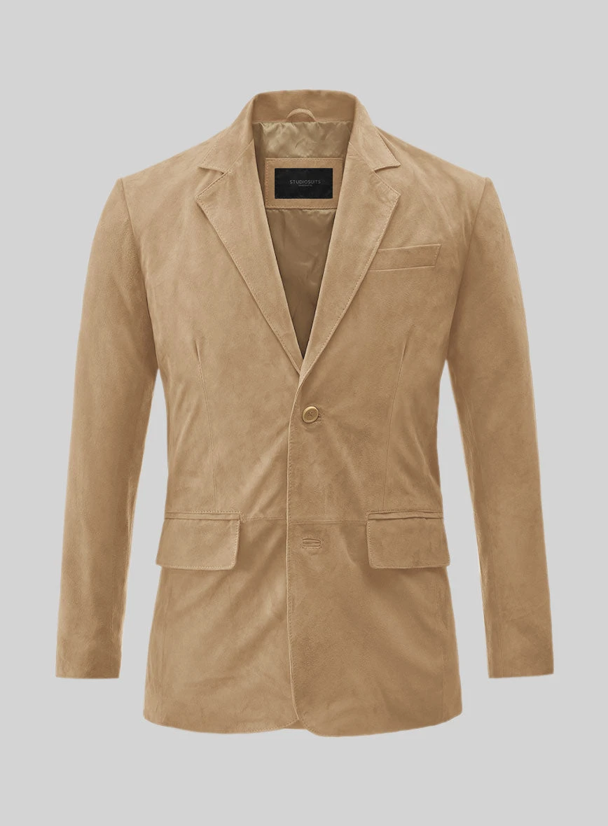 Latte Beige Suede Leather Blazer 1 Latte Beige Suede Leather Blazer