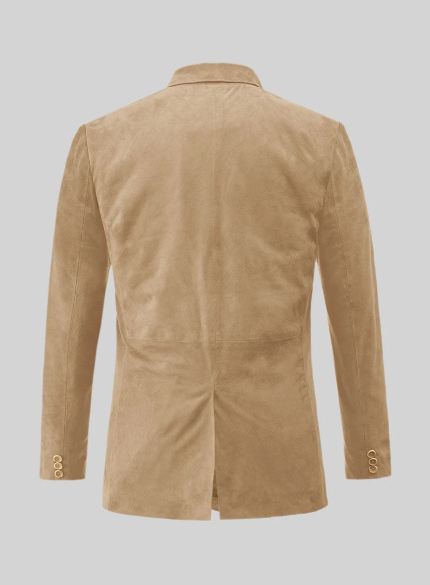 Latte Beige Suede Leather Blazer 2 Latte Beige Suede Leather Blazer - Image 2