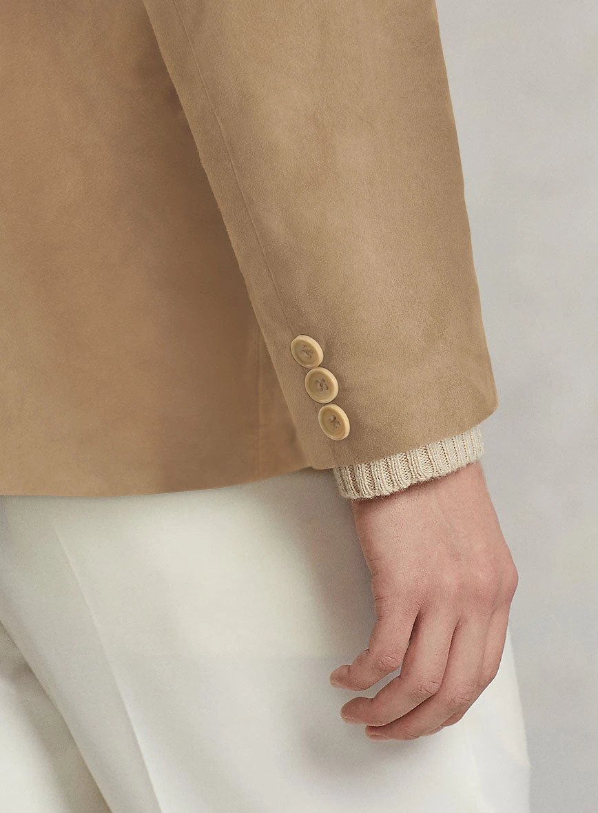 Latte Beige Suede Leather Blazer 4 Latte Beige Suede Leather Blazer - Image 4