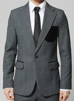 Jacket With Leather Pocket Patch