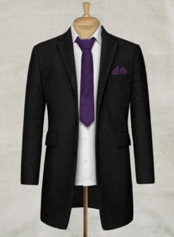 Light Weight Black Stripe Tweed Overcoat -Studiosuits Shop lghtwghtblackstripetwdovercoatlook 2