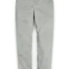 Washed Light Gray Feather Cotton Canvas Stretch Chino Pants