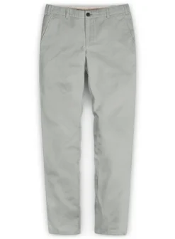 Washed Light Gray Feather Cotton Canvas Stretch Chino Pants