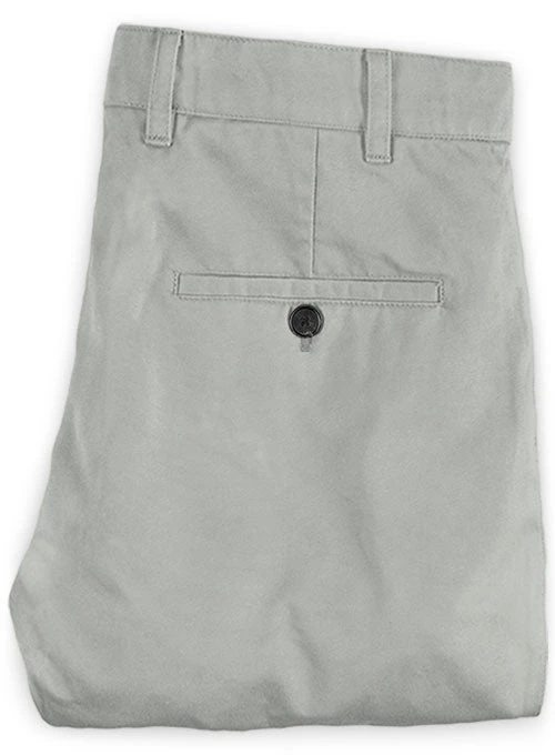 Washed Light Gray Feather Cotton Canvas Stretch Chino Pants 4 Washed Light Gray Feather Cotton Canvas Stretch Chino Pants - Image 4