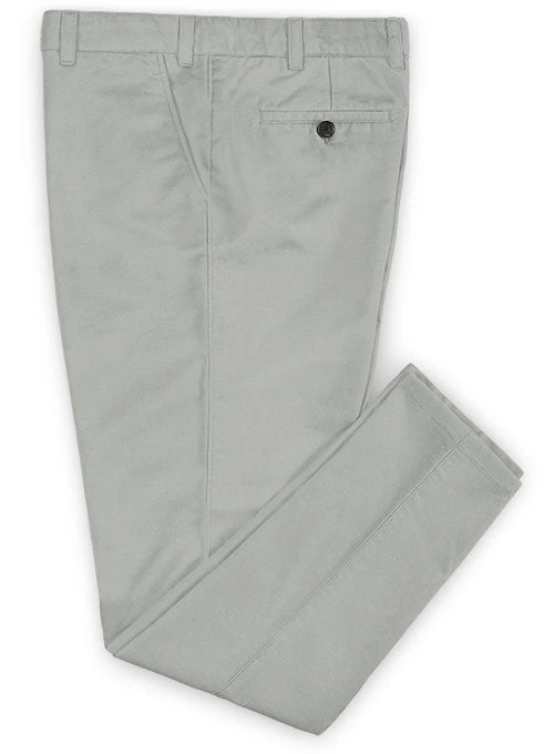 Washed Light Gray Feather Cotton Canvas Stretch Chino Pants 2 Washed Light Gray Feather Cotton Canvas Stretch Chino Pants - Image 2