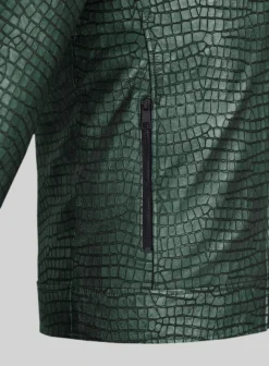 Lustrous Croc Metallic Green Leather Jacket -Studiosuits Shop lustrouscrocmetallicgreenleatherjacketlk 3