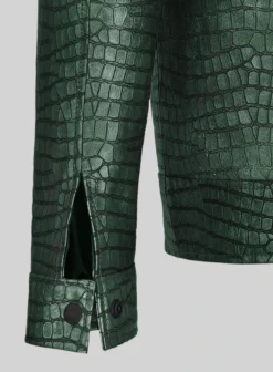 Lustrous Croc Metallic Green Leather Jacket -Studiosuits Shop lustrouscrocmetallicgreenleatherjacketlk 4