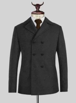 Naples Charcoal Tweed Pea Coat