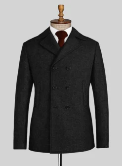 Naples Dark Charcoal Tweed Pea Coat